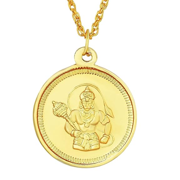 Hanuman Pendant with om Gold plated Chain - Prabhuaastha