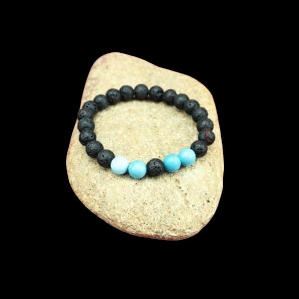 Black Lava And Turquoise Bracelet - Prabhuaastha
