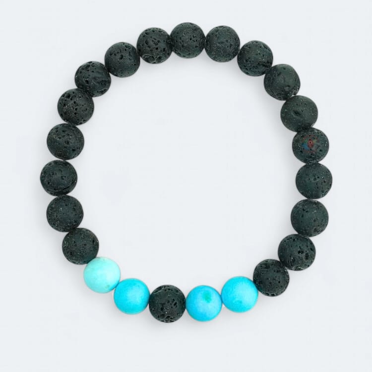 Black Lava And Turquoise Bracelet - Prabhuaastha