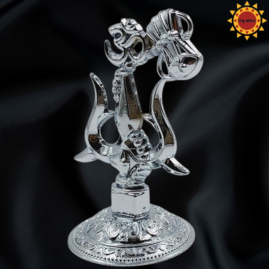 Lord Shiv ji Trishul Damru And Aum Statue For Car Dashboard And Mandir - Prabhuaastha