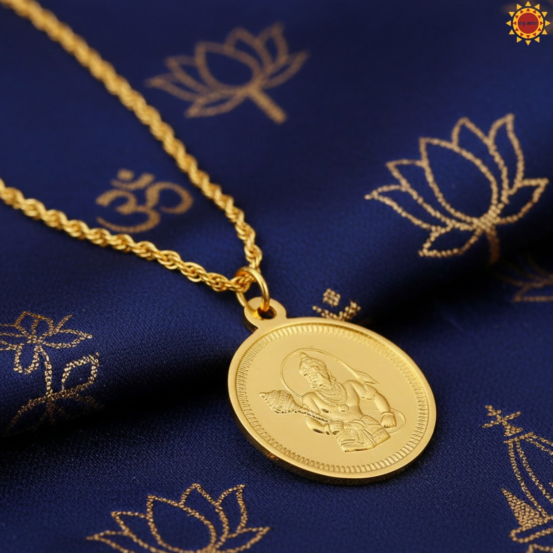 Hanuman Pendant with om Gold plated Chain