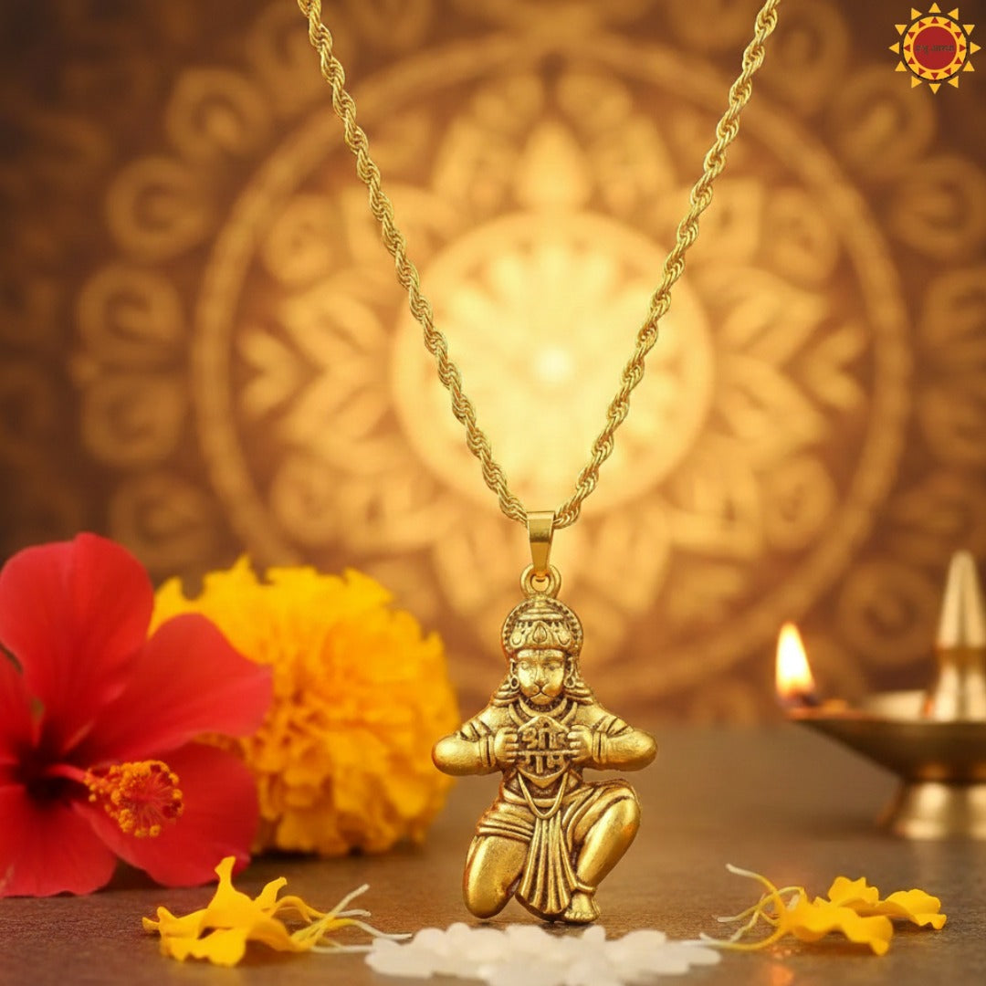 Hanuman Pendant With Golden Plated Chain