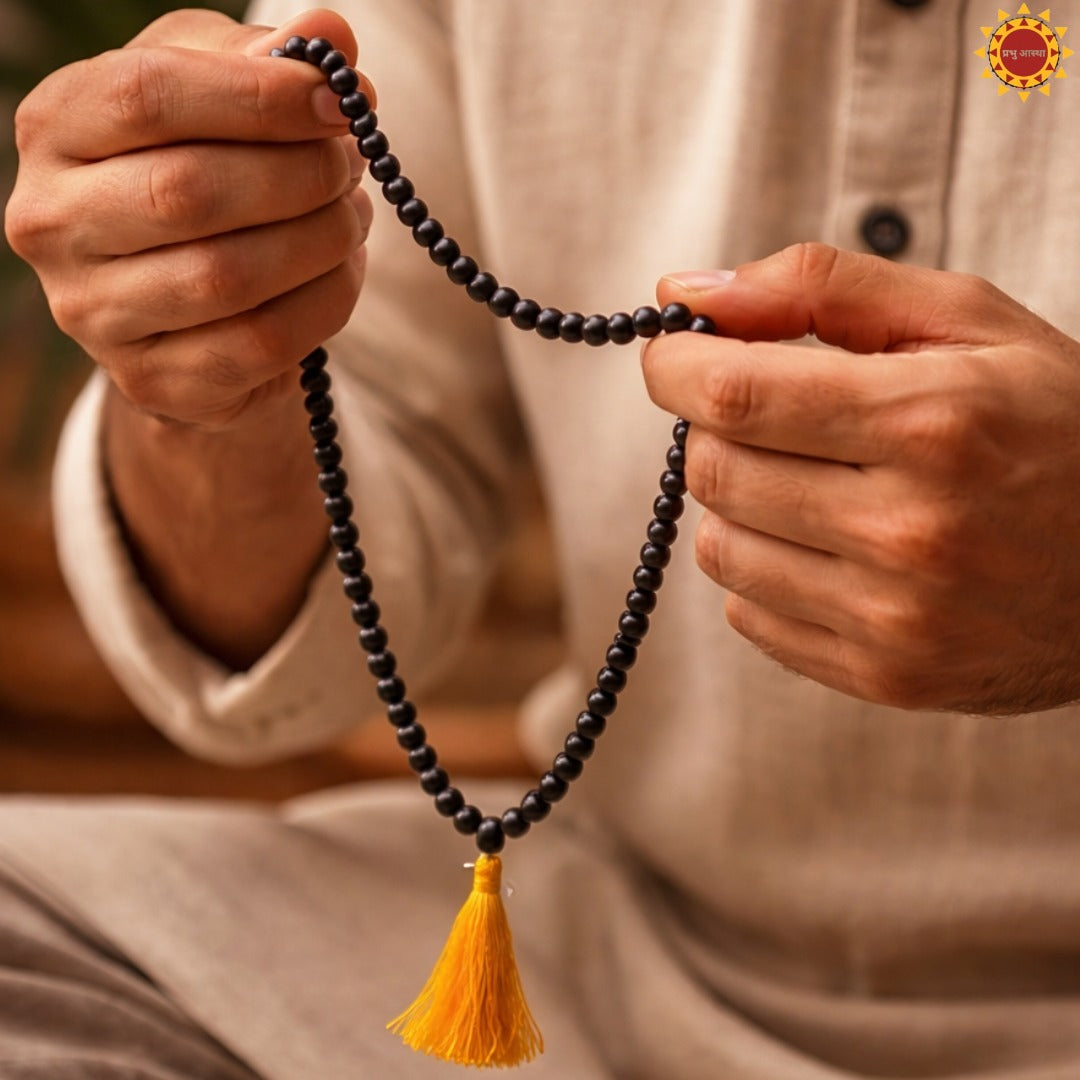 Karungali Mala - Natural Ebony Wood Beads (Lab. Certified) 108+1 Beeds