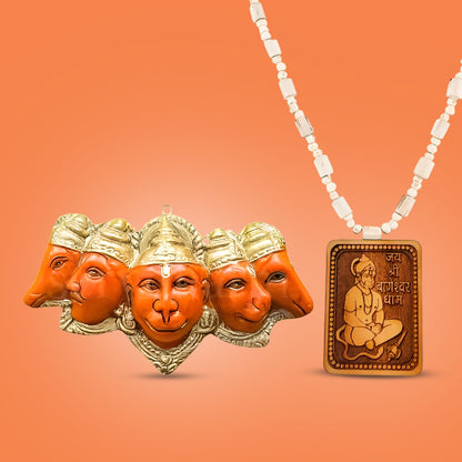 Panchmukhi Hanuman Ji Murti Statue for Door Entrance(Get Bageshwar Dham Hanuman Tulsi Mala Free) - Prabhuaastha