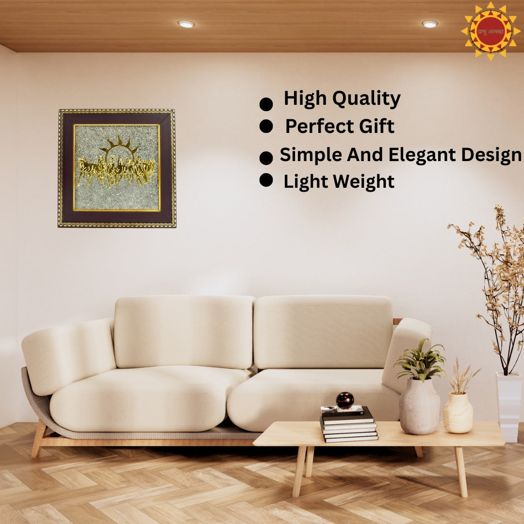 7 Horses on Raw Pyrite Frame