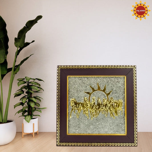 7 Horses on Raw Pyrite Frame