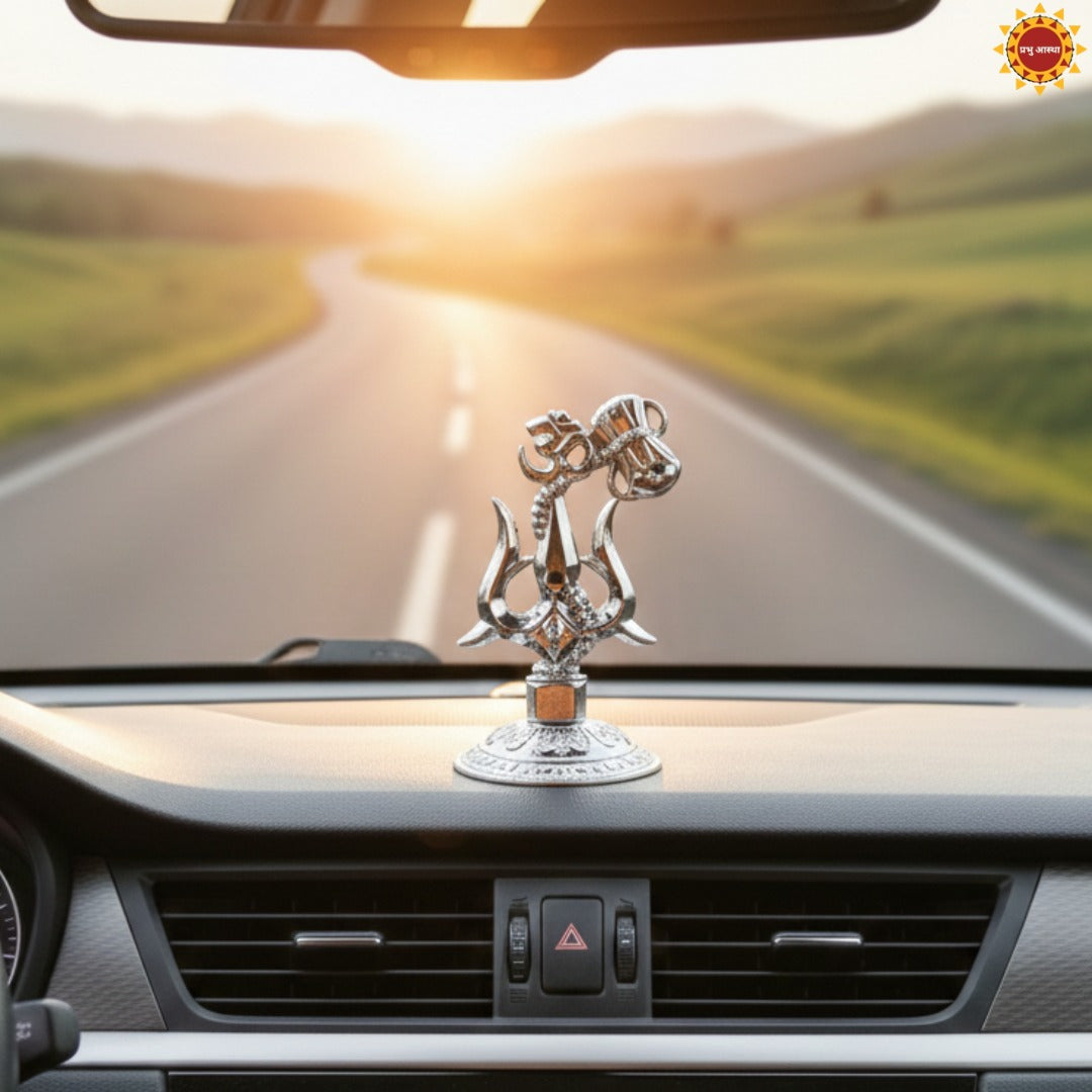 Lord Shiv ji Trishul Damru And Aum Statue For Car Dashboard And Mandir