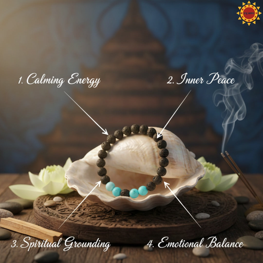 Black Lava And Turquoise Bracelet