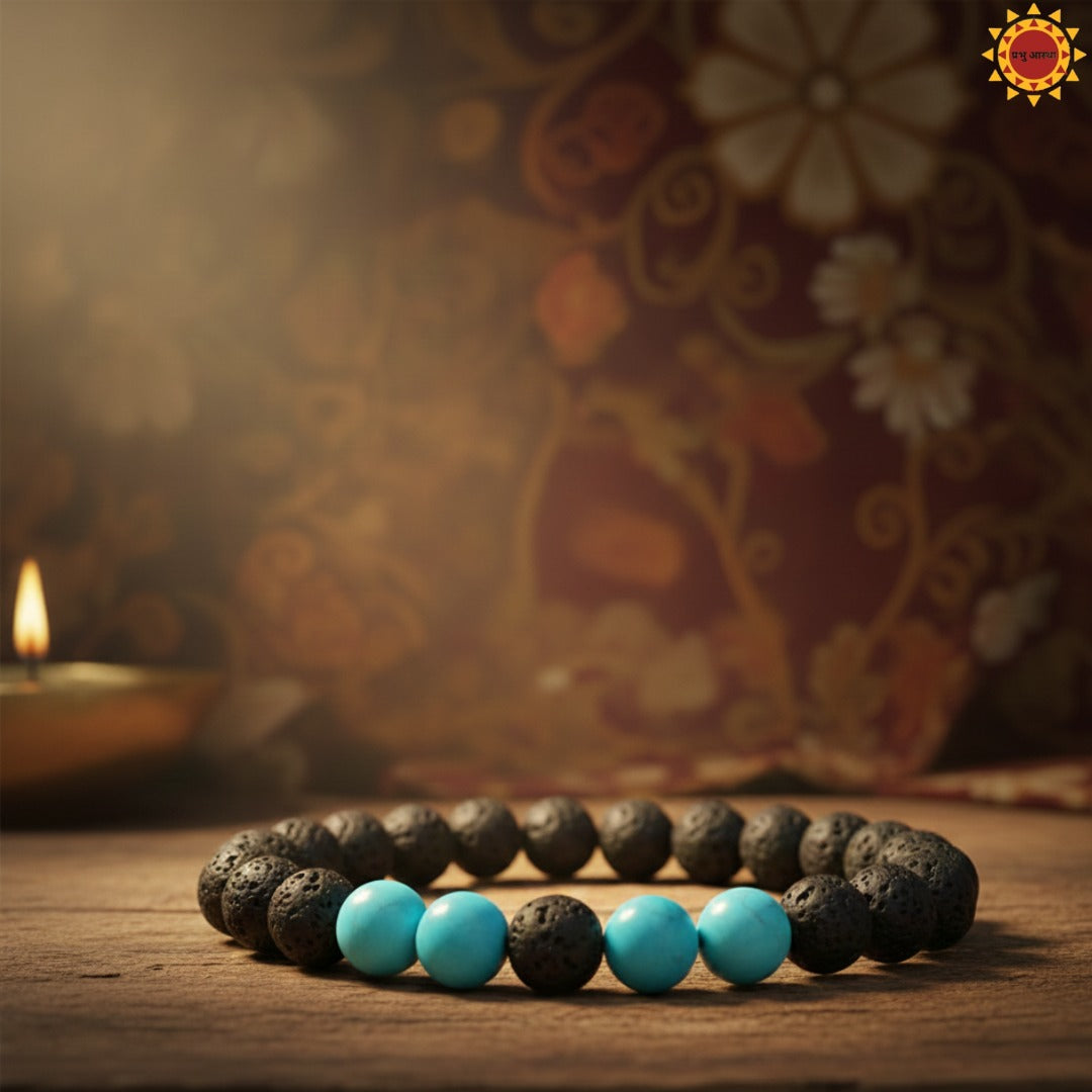 Black Lava And Turquoise Bracelet