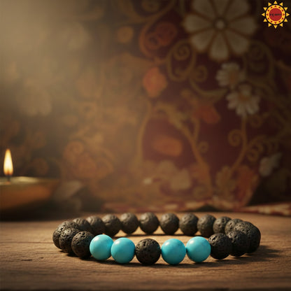 Black Lava And Turquoise Bracelet