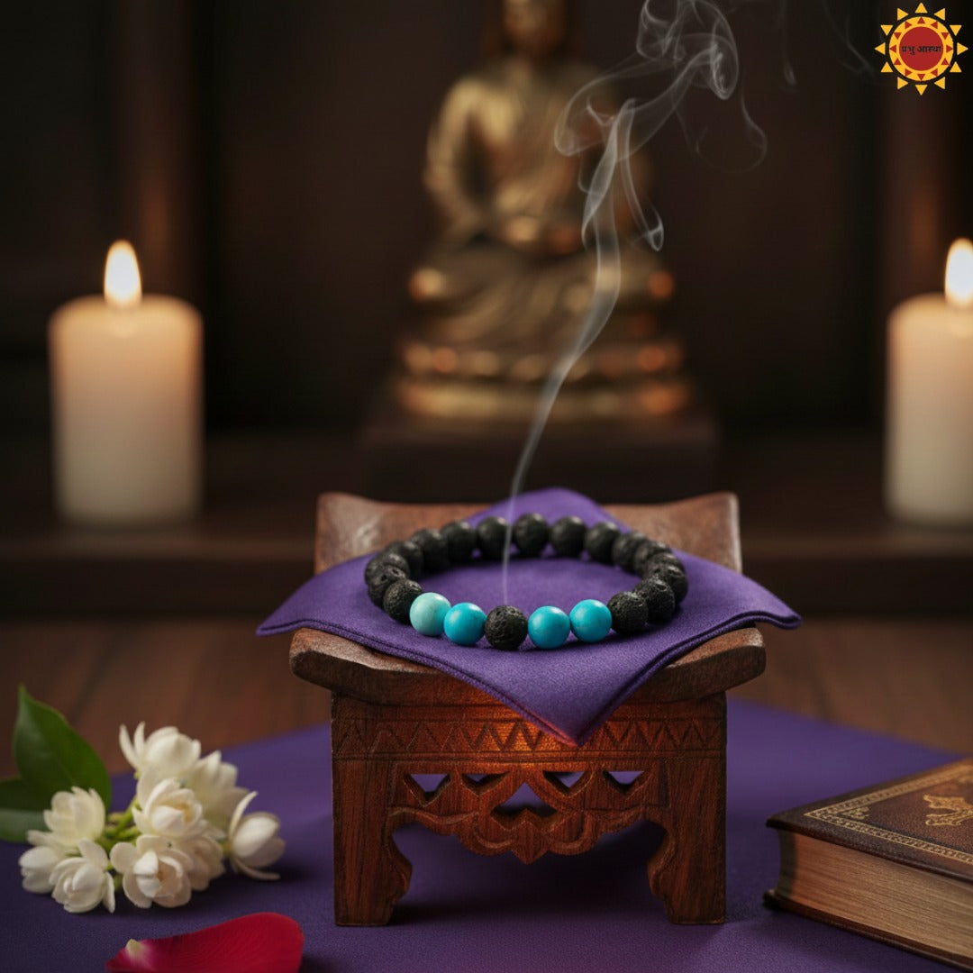 Black Lava And Turquoise Bracelet