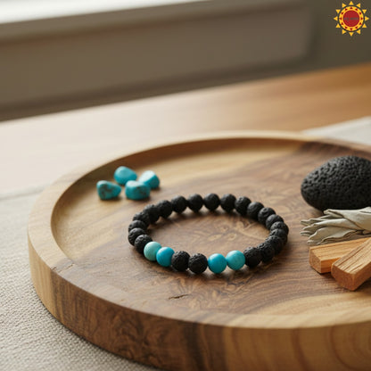 Black Lava And Turquoise Bracelet