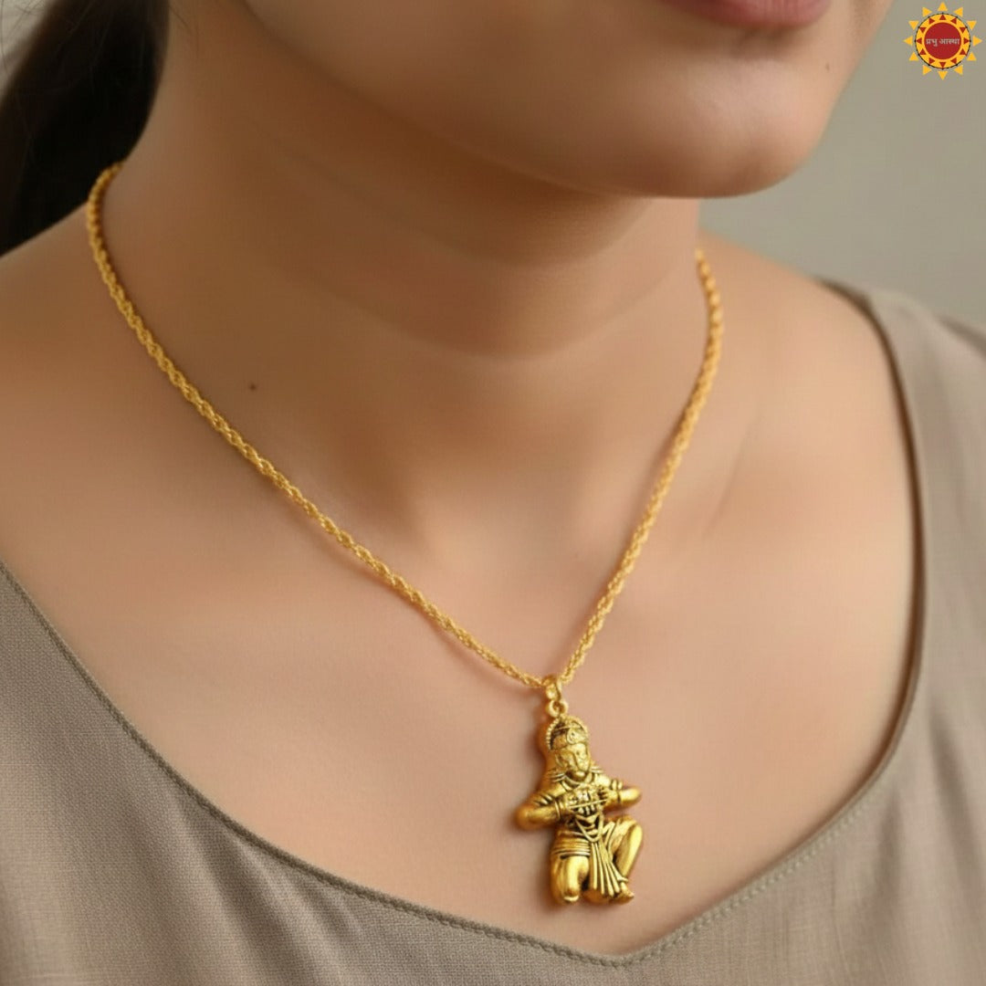 Hanuman Pendant With Golden Plated Chain