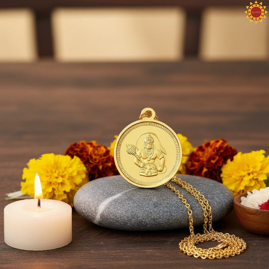 Hanuman Pendant with om Gold plated Chain