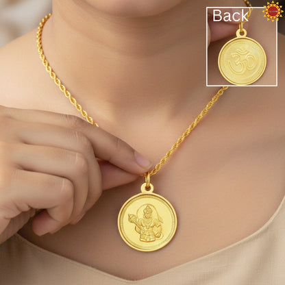 Hanuman Pendant with om Gold plated Chain